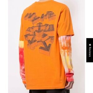NWT Off White Virgil Abloh Graphic 3D Pencil Tee Orange SZ XL Streetwear Casual